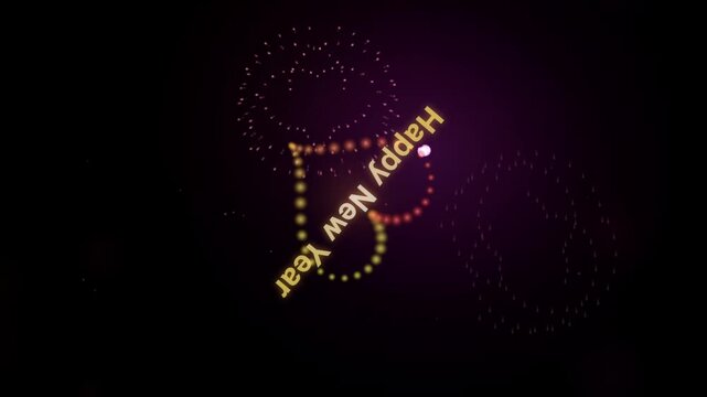 Colorful Firework Heart Design Celebrating Happy New Year Festive Greeting