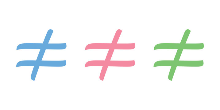 Not equal Sign Symbol in Mathematics.
