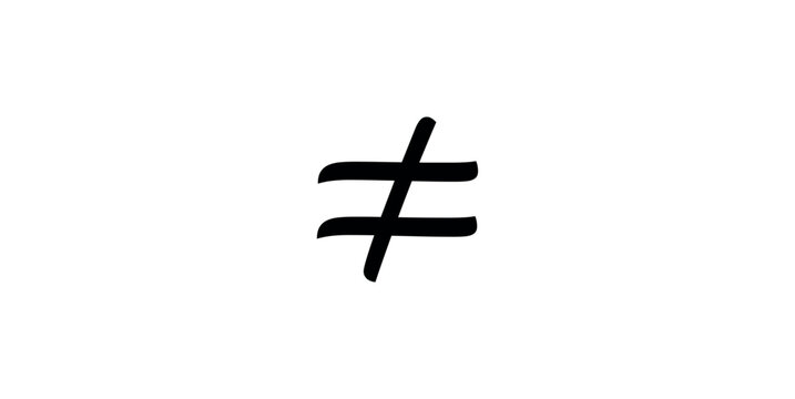 Not equal Sign Symbol in Mathematics.