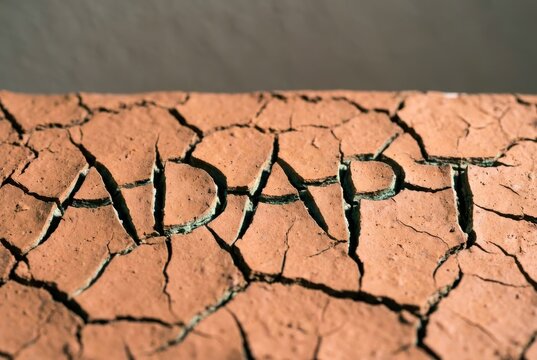 Climate adaptation concept in cracked dry earth