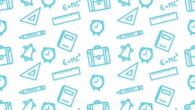 Back to school outline seamless pattern. Education learning doodle background. School themed doodle seamless pattern. School supplies pattern background 