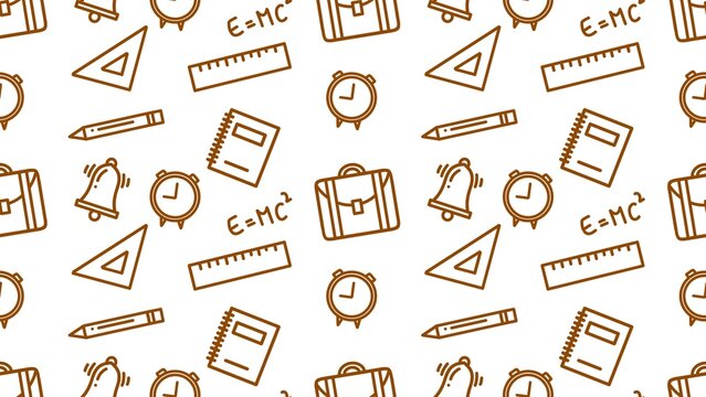 Back to school outline seamless pattern. Education learning doodle background. School themed doodle seamless pattern. School supplies pattern background 
