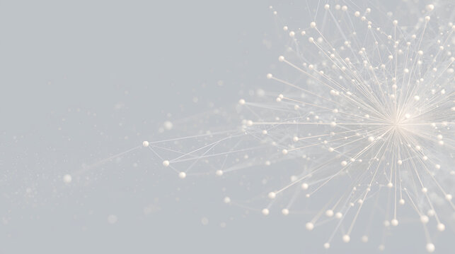 Abstract glowing network connection nodes and lines isolated on transparent background png for technology data science overlay
