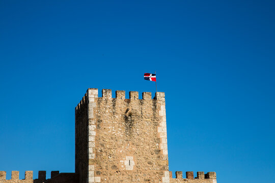 Fortress Tower with Dominican Republic Flag in Santo Domingo