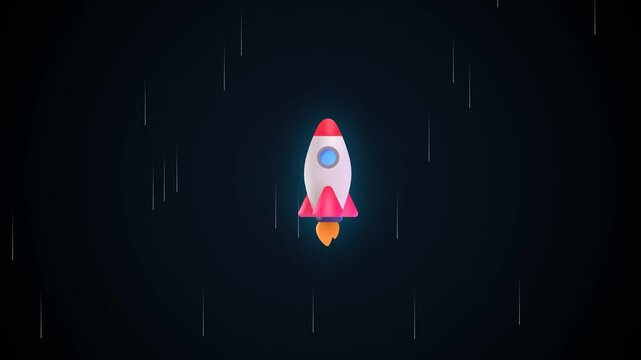 Launching Rocket Icon in Dark Space Scene