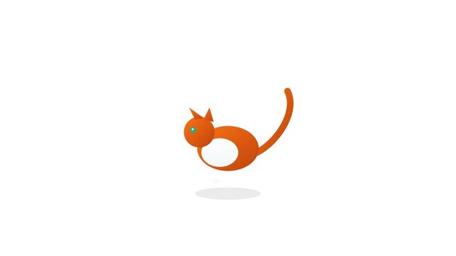 Minimalist Orange Cat Character Floating Animation
