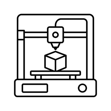3d printer icon, black glyph vector symbol for web and app interface design