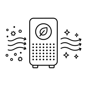 Air purification icon, black glyph vector symbol for web and app interface design