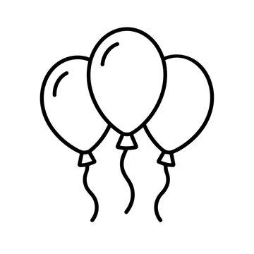 Balloons icon, black glyph vector symbol for web and app interface design