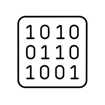 Binary code icon, black glyph vector symbol for web and app interface design