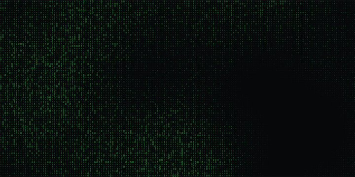 Matrix binary code background with green digital rain effect. Ideal for cyberpunk themes, tech designs, hacking.