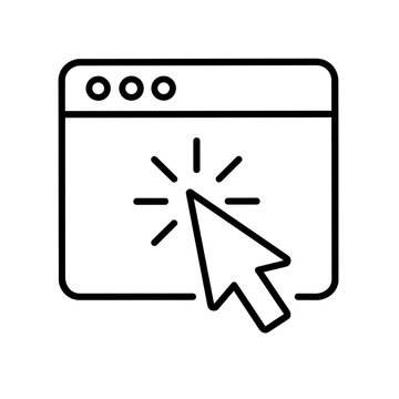 Click through rate icon, black glyph vector symbol for web and app interface design