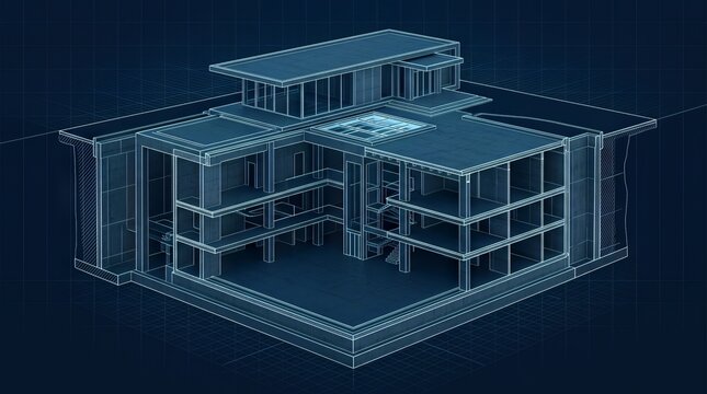 Cross section blueprint of a modern multi level