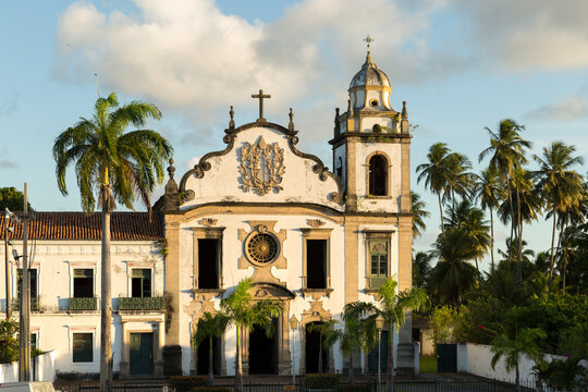Historic Colonial Baroque Church Facade in Brazil