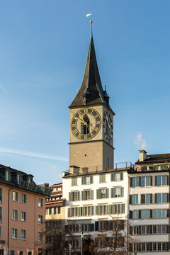 St. Peter Church Clock Tower in Zurich Switzerland