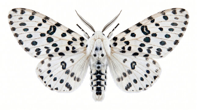 Great Leopard Moth Hypercompe Scribonia Close Up View on White Background
