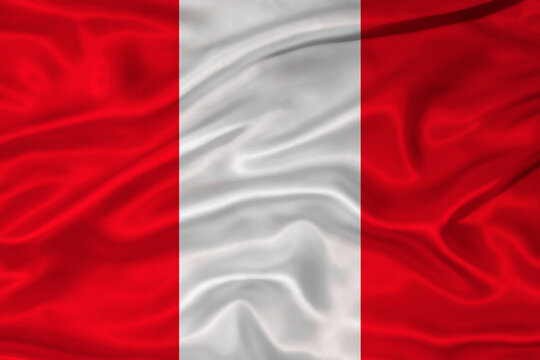 Flag of Peru with a soft fabric texture. Peru flag textured with fabric background