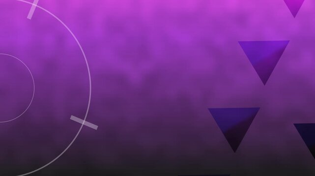 generic plain sports or current affairs corporate themed background featuring a target and blue gradient triangles sweeping in formation across a purple cloud textured background with copy space 4K 