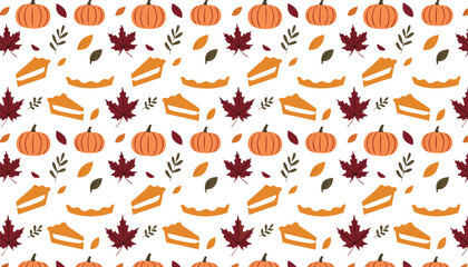 Obraz premium Thanksgiving Flower Leaf and Harvest Pattern