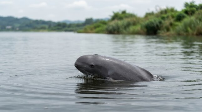 Yangtze finless porpoise surfacing