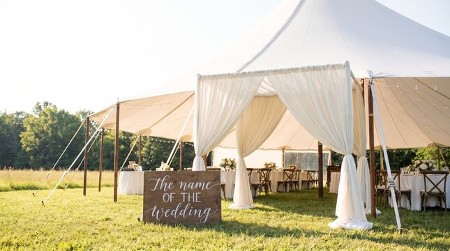 Elegant Outdoor Wedding Reception Beneath White Draped Marquee