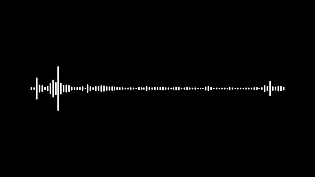 Audio waveform visualizer animation, waveform equalizer and visualization of audio wave, audio waves, Waveform Audio white sound wave spectrum on black background, video editing and in. 4k lopping