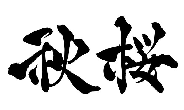 秋桜 Cosmos Flower Japanese Calligraphy 筆文字 手書き 書道 毛筆 墨文字 ベクター 日本語 和風