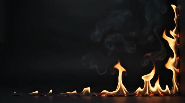 Cinematic fire burning on floor and wall edges background loop footage