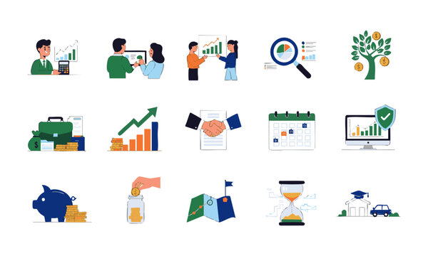 Financial Growth Investment And Wealth Management Set.