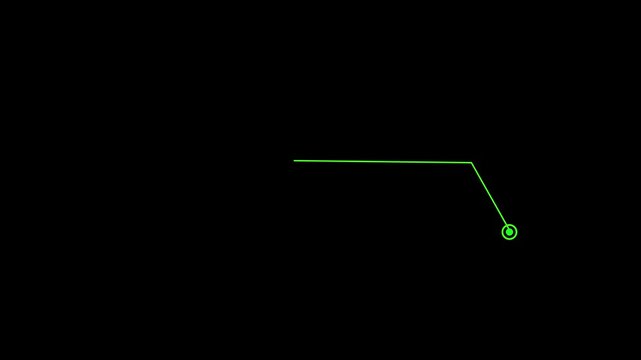 Minimalist green graphic callout design element on black background a clean and simple line graphic forming a shape with a circular anchor point against a plain