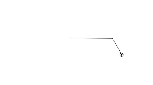 Minimalist black graphic callout design element on white background a clean and simple line graphic forming a shape with a circular anchor point against a plain