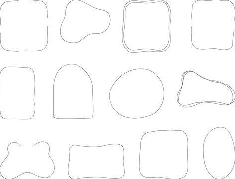 12 Organic Outline Frames and Abstract Border Set