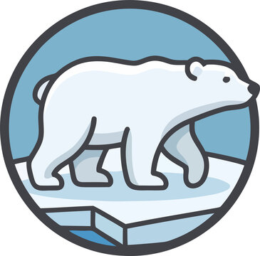 Polar Bear in Arctic Circle Vector Icon
