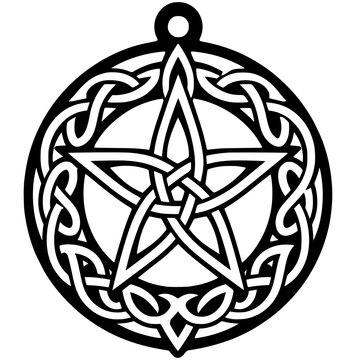 Celtic Knotwork Pentagram Pendant Silhouette Design for Wiccan Amulet and Pagan Ornament