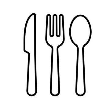 Knife fork spoon icon, black glyph vector symbol for web and app interface design