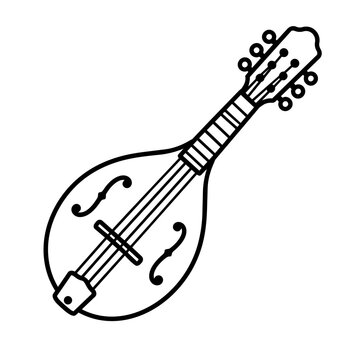 Mandolin icon, black glyph vector symbol for web and app interface design