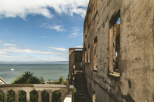 Historic Abandoned Building Ruins Overlooking Ocean Bay
