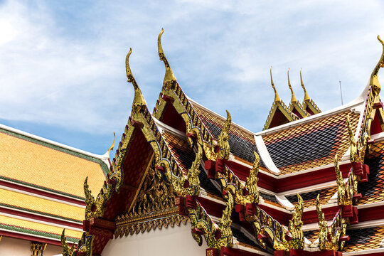 Ornate Thai Buddhist Temple Roof in Bangkok Thailand