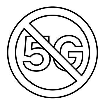 No 5g sign backgroundal icon, black glyph vector symbol for web and app interface design