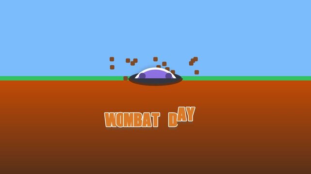 Wombat Day Celebration Featuring a Cute Cartoon Burrowing Animal