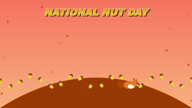 Squirrel Collecting Acorns for National Nut Day Celebration