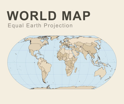 Equal Earth Equal-Area World Map Illustration
