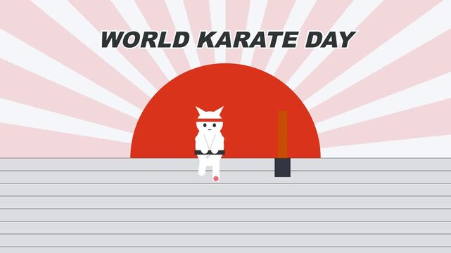 Karate Animation Featuring a Cat Character Practicing Martial Arts