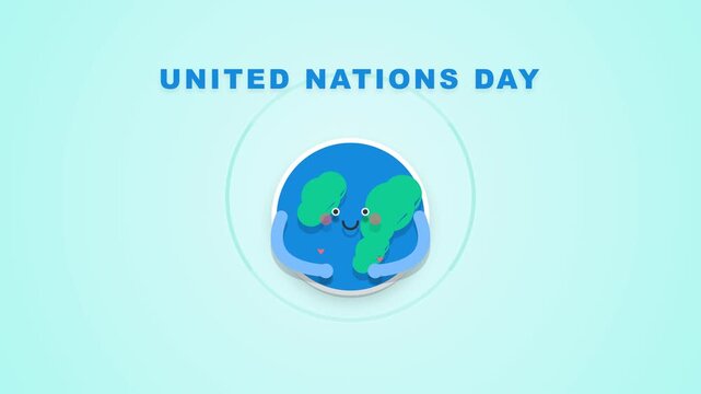 United Nations Day Illustration with Happy Cartoon Earth Character