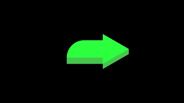 glowing green arrow sweep animation seamless loop animation on transparent background. 4k video