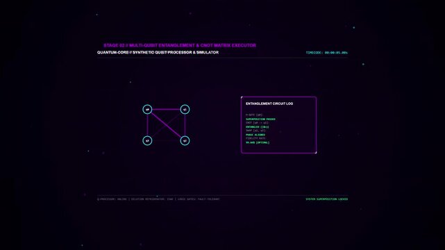 Digital interface glows with green data against a dark backdrop. Hexagon symbol pulses with embedded system alerts. Faint text labels track status, progress, and errors
