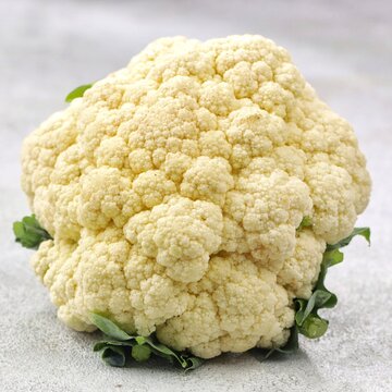 Fresh cauliflower or kembang kol with a crisp white head and green leaves, a versatile cruciferous vegetable commonly used in stir-fries, soups, steamed dishes, and various healthy recipes