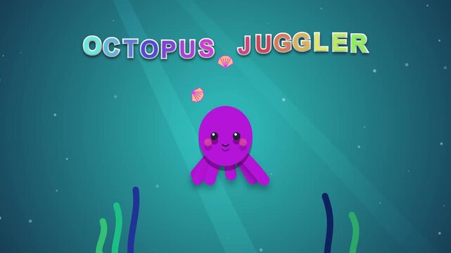 Octopus Juggler Character with Seashells Underwater Animation