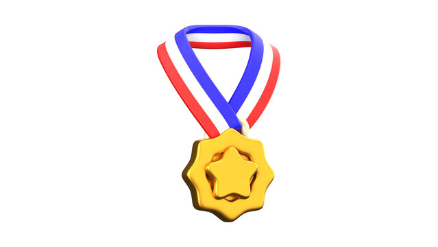 medal gold star ribbon red white