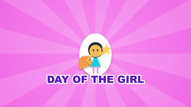 Girl Illustration Celebrating Empowerment on Pink Sunburst Background
